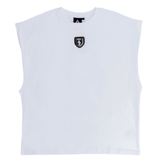 All Natural Ape The Don Super Oversized Cutoff Shirt- White